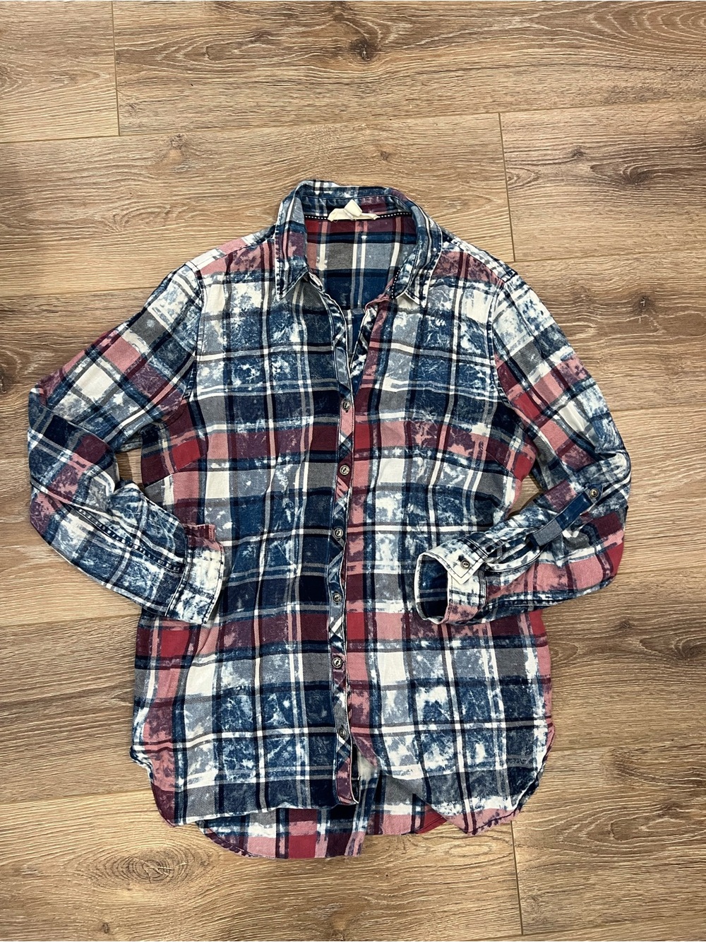 tribal jeans women's acid wash button down flannel